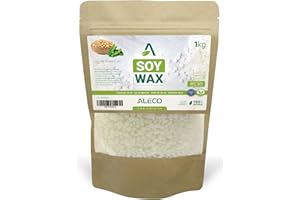 ALECO Perle di Cera di Soia 1KG Premium, Si fondono a 48-52ºC in Vetro, Ideale nel Microonde, Odore Neutro 100% vegetale per Candele, Deodoranti per Cosmetici, Accetta Fragranze (1 kg)