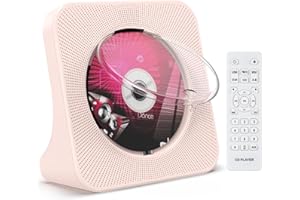 KOVCDVI CD Player mit Lautsprecher CD Player Bluetooth 5.0 CD-Player Desktop mit Fernbedienung Staubschutzhülle Bildschirm FM-Radio Timer USB-Wiedergabe AUX-Wiedergabe Kopfhöreranschluss Rosa