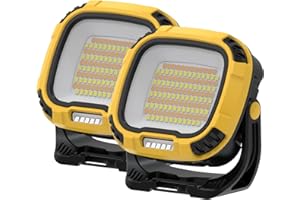 IODOO Foco de Trabajo LED 40W Exterior Solar, Luz de Trabajo Portátil Recargable USB 4000mAh Banco de Energía, Foco Led Bateria, 2230LM IP44 Impermeable para Camping, Jardín, Pesca, Taller, Garaje(2PC)