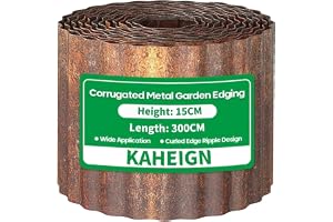 KAHEIGN Gräskant 15 cm x 300 cm metall rabattkant – flexibel rabattkant begränsning för gräsmatta, blomsterrabatt – gräsbegrä