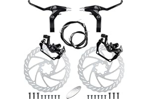 RUJOI Kit Freno a Disco per Bicicletta, Pinza Anteriore e Posteriore in Alluminio, Leva del Freno per Bici Completa in Lega di Alluminio, Rotore da 160 mm, Regolatore Pastiglie Meccaniche