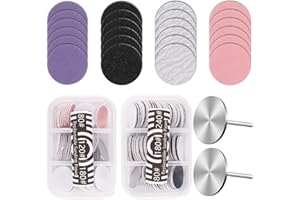 Foydream Lot de 120 Disques Abrasifs Pédicure, 25 mm Forets À Ongles En Métal Limes À Pieds Disques Papier Abrasif Rechange (Grain 80, 120, 180, 240), Rrâpe Pied pour Callosités Manucure et Pédicure