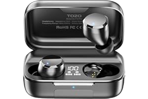 TOZO T12 Pro Bezprzewodowe słuchawki douszne Słuchawki Bluetooth z mikrofonami Qualcomm QCC3040 4 CVC 8.0 z redukcją szumów i bezprzewodową ładowarką 2500mAh Czarny