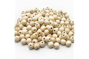 GEERDAN Lot de 200 perles rondes en bois naturel brut de 12 mm, Naturelles Rondes Perles Bois Avec Trou, Rond Naturel Perles en Bois pour La Fabrication de Bijoux, Bracelets, Décorations Crétives
