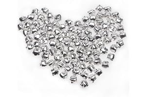 HUASUN Navidad Cascabeles 100pcs 13mm Cascabeles Coloridos Usado para Decoración Navideña DIY Guirnalda Gatos Cascabeles Paquete de Regalo Decoración de Festivales Navidad Regalo (Plateado)