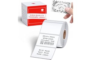MEMOKING M110 M120 Label Maker Labels, White Rectangular Labels Compatible with Phomemo M110, M120, M220, M221, M200 Label Printer, 40mmx30mm (1.57" X1.18"), 230 Labels/Rolls