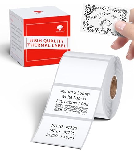 3-pack Phomemo M120/M110 printeretiketten, 40x30 mm zelfklevende directe thermische etiketten Printerlabelpapier voor Phomemo M110/M120/M220/M200 labelmaker