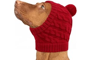 CITÉTOILE Gorro de Navidad para Perros con Pompón, Suave Gorro de Punto con Patrón de Trenza para Mascotas Festivas, Regalo Ideal para Mascotas, Rojo, XL