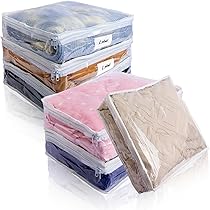 6 Sacchetti Portaoggetti In PVC Trasparente Con Cerniera, 50x40x20 Cm, Per Lenzuola, Trapunte E Cuscini, Con Tasca Portaeetichette