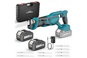 Yofuly Scie Sabre Sans Fil pour Maa-kita 18V Batterie, 2 Batteries 4,0 Ah, 2025 Mise à Niveau Scie Alternative 3500spm, 28 mm Longueur de Course, Scie Sabre avec 8 Lames pour Bois/Métal/PVC