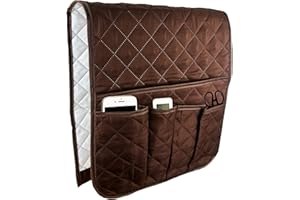 BEISIJIA Sofa Armrest Organiser Hanging Caddy Storage Bag Couch Chair TV Remote Control Holder Armchairs Couch Organise for Recliner Remote Holder, TV Control, Cell Phone (dark brown)