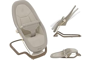 Maxi-Cosi Dove, Transat Bebe, 0-3 ans, 0-15 kg, Transat Bébé Léger, Pliable, Portable, Balancement naturel, 3 Positions d'Inclinaison, Tissus 100% Recycles Eco Care, Elegance Beige