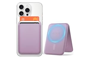 OCASE Porte-Cartes Magnétique, Support Réglable, Compatible avec MagSafe, Cuir Synthétique, pour iPhone Séries 16/15/14/13/12 (Exclu Séries Mini) et Coque per MagSafe - Violet