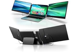 Teamgee Schermo per Laptop da 14”, Estensione Dello Schermo per Laptop FHD IPS con Piegatura a 90°/due Altoparlanti, HDMI/USB-A/Type-C Plug and Play per Laptop