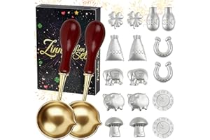 Wukong Zinngießen Set mit 16 Zinnfiguren & 2 Rundlöffeln – Gesunde Alternative zum Bleigießen, Silvester Orakelspiel mit Anleitung & Deutungsheft für Neujahr 2026