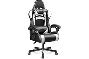 OneGame Silla Gaming, Silla ergonómica Gaming con Respaldo Ajustable Respaldo Alto Silla Gaming rotación 361º para Trabajar y Jugar, Negro Blanco