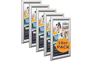 DISPLAY SALES DISPALY SALES - marcos para poster plegable DIN A4 | 10 piezas | Marco con clip económico | Perfil de 25 mm | display frame póster en plata | Marco para póster, marco desplegable, marco DIN A4