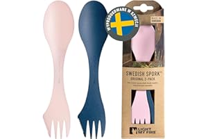 Light My Fire Spork Original Łyżkowidelec – Sztućce Turystyczne 3w1 Łyżka, Widelec, Nóż – Zestaw Sztućców Turystycznych Wielokrotnego Użytku (2pack HazyBlue/DustyPink)