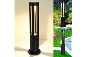 Kingwei Farolas jardin exterior, Baliza led 12W, Luz de camino exterior de aluminio, IP65 impermeable, 60cm, 3000K blanco cálido Lámpara de jardín Poste