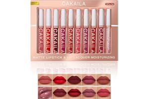 HIROCK 10PCS Set Rossetti Liquido, 9PCS Matte Lucidalabbra and 1Pcs Lip Plumper Makeup Set Kit, Lip Gloss Volumizzante Labbra Lunga Durata Impermeabile, Pigmented Lip Makeup Gift Set (02#)