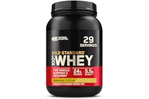 Optimum Nutrition Gold Standard 100% Whey Proteine in polvere per lo Sviluppo e il Recupero Muscolare con Glutammina e Aminoacidi BCAA Naturali, Gusto Crema di Banana, 30 Dosi, 900 g