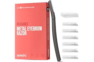 ZOMCHI Brzytwa do brwi ZOMCHI, maszynki do golenia dla kobiet i mężczyzn, trymer do brwi z precyzyjną osłoną, golarka do twarzy z 6 ostrzami (Czarna)