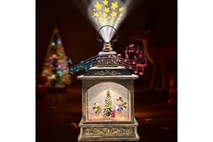 YYKY Musical Christmas Lantern Snow Globes, Snowman lanterns Indoor Christmas Decorations, Xmas Lantern Decorations with Glitter Light Scene, Musical Snow Globes for Adults, Battery/USB Powered