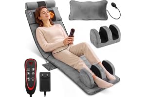 Massagematta helkroppsmassage med värmefunktion – avtagbar fotmassage, 3 värmenivåer, 9-faldigt justerbar intensitet och zon