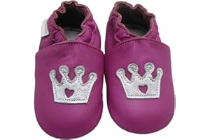 Bemesu Krabbelschuhe Lauflernschuhe Baby Lederpuschen Kinder Hausschuhe aus weichem Leder Einfarbig für Mädchen Jungen 0-24 Monate