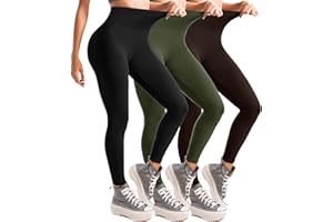 Leafigure Lot de 3 leggings taille haute pour femme, pour le sport, la gym, le yoga