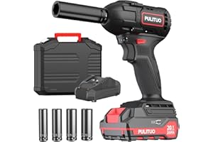Avvitatore ad Impulsi, PULITUO Avvitatori a Massa Battente 20V, Mandrino 13mm (1/2"), 2.0Ah Batteria, Caricatore Rapido, 4 Chiavi A Bussola, con Valigetta Rigida, teccpo brushless