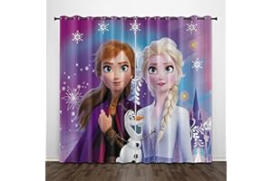 LKFFHAVD Anime Frozen Verdunkelungsvorhang - Sets, Anna Elsa Olaf Vorhänge Ösen 3D Druck ?2er Set, Für Dekoration Kinderzimmer Wohnzimmer Schlafzimmer (9,280×245(BxH))