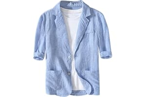 SUTELANG LURRYLY Jacket Blazer Homme - Business Casual Coton Lin Costume Veste Hommes Ample Ajustement Mode Solide Couleur Monocouche Costume Top Veste Doudoune Homme Marque