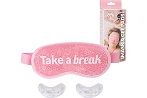 Fisura – Kit maschera occhi in gel freddo “Take a Break” rosa riutilizzabile con 2 patch. Sollievo per borse, occhiaie, rughe e relax dopo una lunga giornata