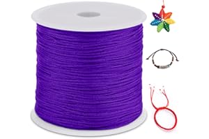 LEREATI Cola de Raton 0.8mm x 100m Cuerda Nylon Cordón de Satén Nailon, Hilo Macrame para Hacer Pulseras, Reborde, Joyería, Anudado Chino (Púrpura Intenso)