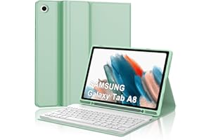 IVEOPPE Teclado para Samsung Tab A8 10.5", Funda Teclado Español Ñ Bluetooth Desmontable para Samsung Galaxy Tab A8(SM-X200/X205/X207) 10.5" 2021/2022, Hierba Verde
