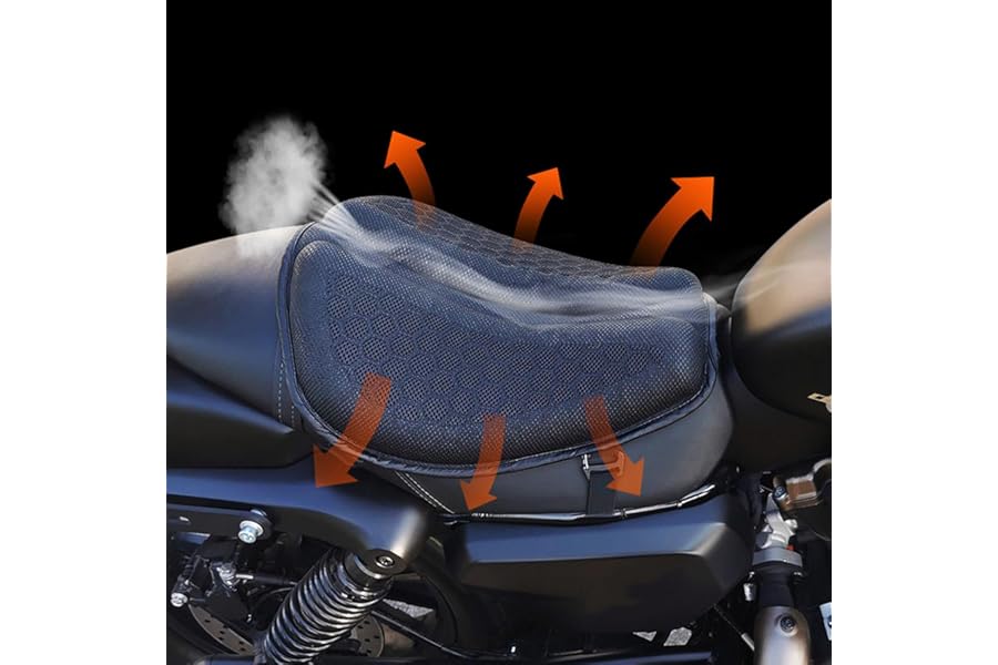 Motorcycle Seat Cushion,3D Honeycomb Comfort Mesh Air Motorcycle Seat Cushion,Universal Nonslip Motorbike Seat Cushion,Shock Absorption& Breathable Motorcycle Gel Seat Pad,Butt Protector for Long Ride
