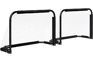 ‎HOMCOM HOMCOM Fußballtor 2er Set Klappbar Fussballtore mit Metallrahmen für Kinder und Erwachsene, Garten, 90 x 36 x 60 cm