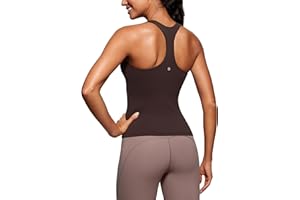 CRZ YOGA Women's Butterluxe Workout Tank Tops with Built in Bra Racerback Athletic Top Longline Sports Bra