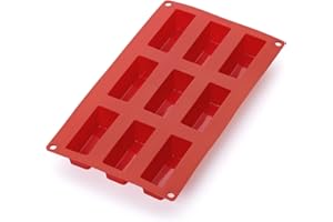 Lékué Molde silicona para Mini Pasteles/bizcochos, Rojo, 9 cavidades