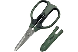 Versatile 'Tetsuwan' scissors with integral finger guard - cuts kevlar fibre, leather belts, copper braid, coaxial cable, rope & more. (Japanese) Engineer ph-57
