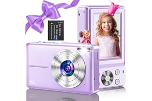 NSOELA Digital Camera, Vlogging Camera Rechargeable Digital Cameras FHD 1080P 44MP Compact Camera with 16X Digital Zoom, Portable Mini Camera with 1 Battery for Teens,Kids,Beginners（Purple）
