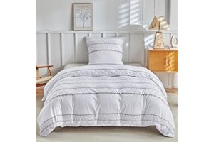 Tokokimo Funda Nórdica Cama 90, Funda Nórdica 150x220cm, Funda Edredon 150x220 con Bohemio Patrón Microfibra 2 Piezas Compuesto por 1 Funda Nordica 150x220 + 1 Fundas de Almohada 50x75, Blanco