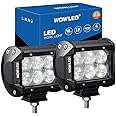WOWLED 2 Pcs 4Inch 18W Floodlight LED Work Light Bar Fog Lamp Driving Offroad Flood Light Bar for Car Tractor Trucks SUV ATV Boat Camp 4x4 LED Flood Work Lamp Fog Lights IP67 10-30V DC