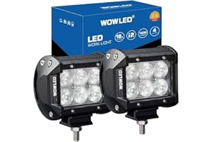 WOWLED 2 Pcs 4Inch 18W Floodlight LED Work Light Bar Fog Lamp Driving Offroad Flood Light Bar for Car Tractor Trucks SUV ATV Boat Camp 4x4 LED Flood Work Lamp Fog Lights IP67 10-30V DC