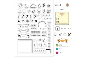 GLOBLELAND Number Pattern Calendar Planner Acrylic Stamps Silicone Clear Stamps Vintage Style Rubber Stamps for Scrapbooking Photo Album Card Decor, 160 x 110 mm