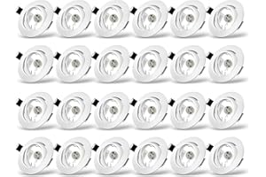 YIAHIN Marco Foco Empotrable, Marcos Focos GU10 Blanco Incl. Zócalo GU10 Para Lámparas De Led O Halógena, Redondo Metálica, Marco Empotrado Ojo de Buey, Para Baño Sala Cocina, etc.,24 Pack