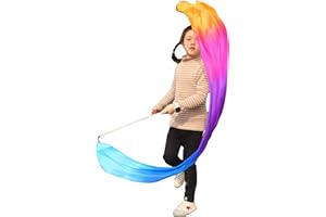 Winged Sirenny Youth Silk Ribbon Dancer Wand, Church Worship & Praise Adoration Dance Flag banner, Juggling Play Silk Streamer with Rods.