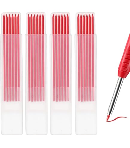 30 Ricariche Per Penne Da Carpentiere - Mine Rosse 2.8mm X 12cm, 5 Scatole, Per Segni Su Legno E Metallo - Foto 10