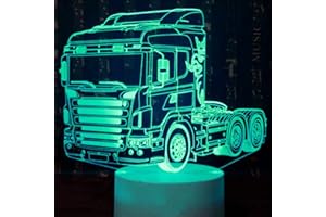 Jinson well Lampada 3D per camion, luce notturna a illusione ottica, 7 colori che cambiano il colore, Touch Switch da tavolo, lampada da tavolo con acrilico piatto ABS, cavo USB giocattolo